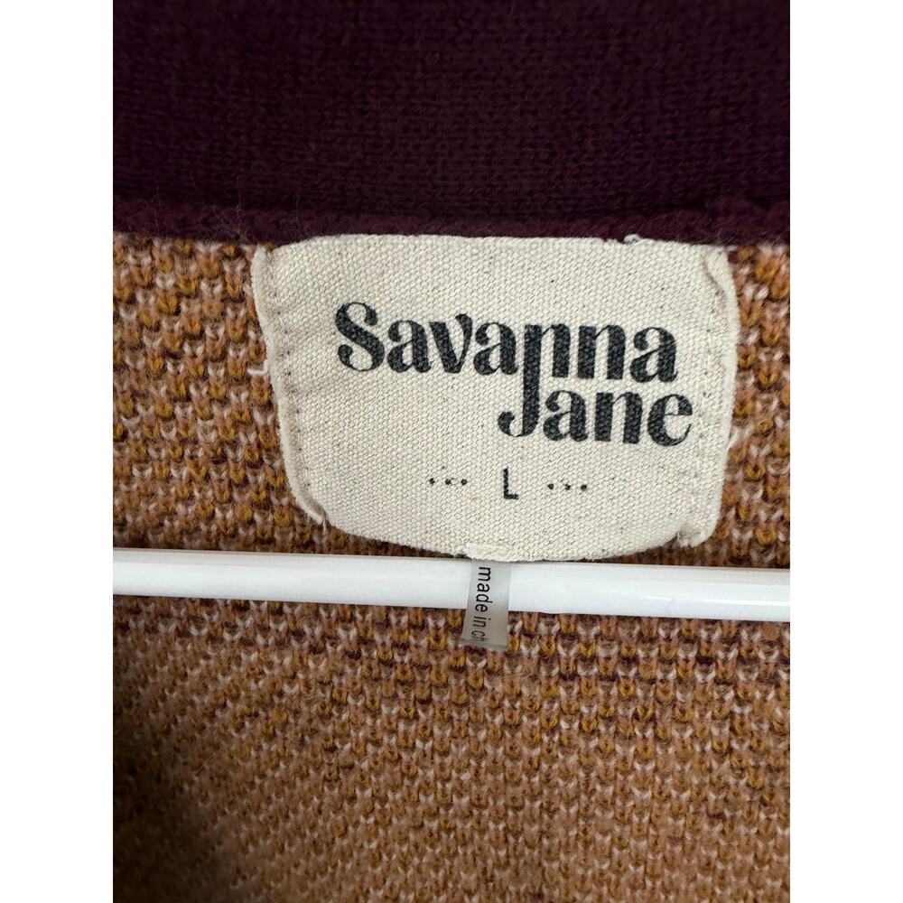 Savanna Jane Aztec Boho Open Front Cardigan Maroon Yellow Large - Picture 5 of 5